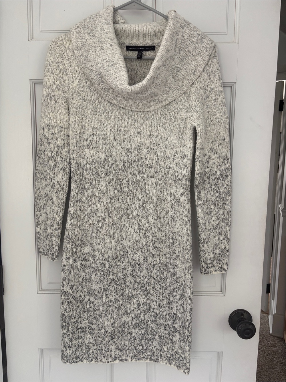 White and Gray Ombre Cowl-Neck Sweater Dress